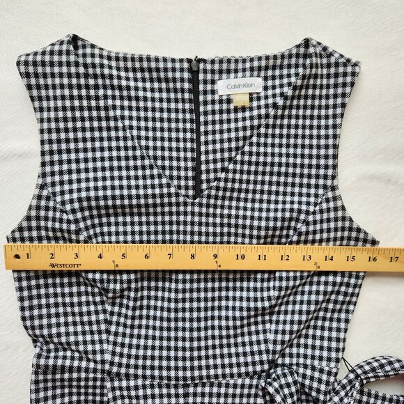 Calvin Klein Black & White Gingham Checkered Sleeveless Jumpsuit Fall Work - Picture 13 of 14